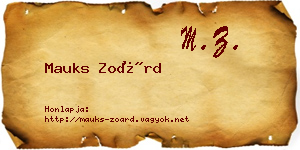 Mauks Zoárd névjegykártya
